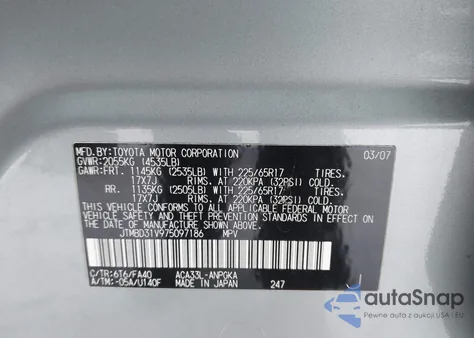 2007 Toyota Rav4 Limited from USA, damaged, VIN JTMBD31V975097186